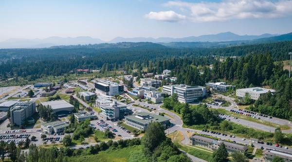 Aerial view of VIU's Nanaimo campus