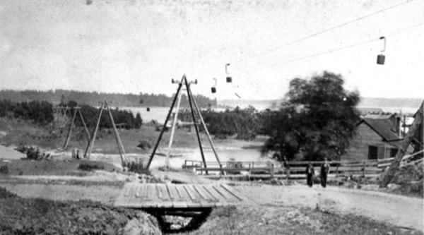 An aerial photo of the Nanaimo tramway.