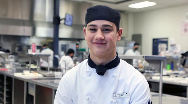 VIU Culinary Arts student cooking for gold.
