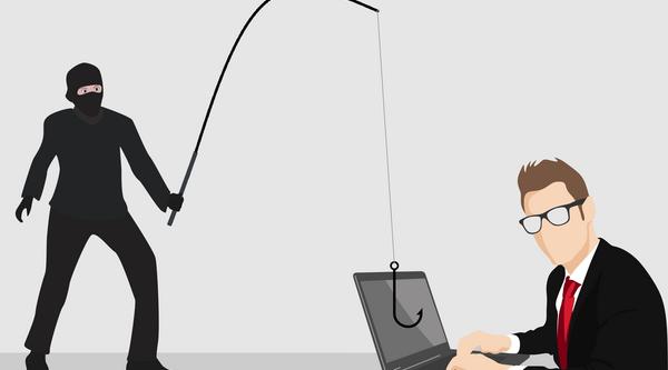 Graphic of a guy in a ninja suit fishing into a computer