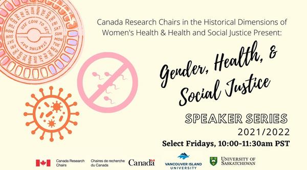 Graphic with text Gender, Health & Social Justice written on it.