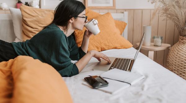 Student looking at computer