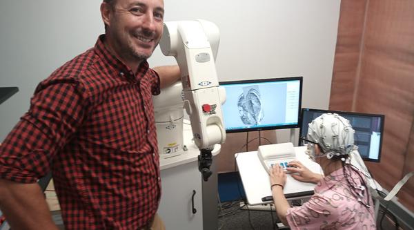 Travis Baker in his lab