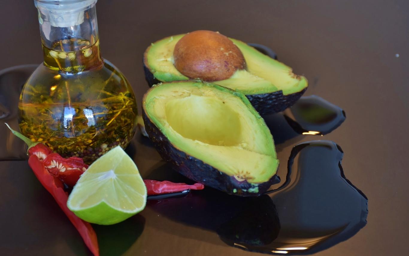 oil, lime and an avocado