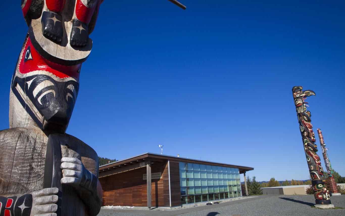 The totems outside the Gathering Place