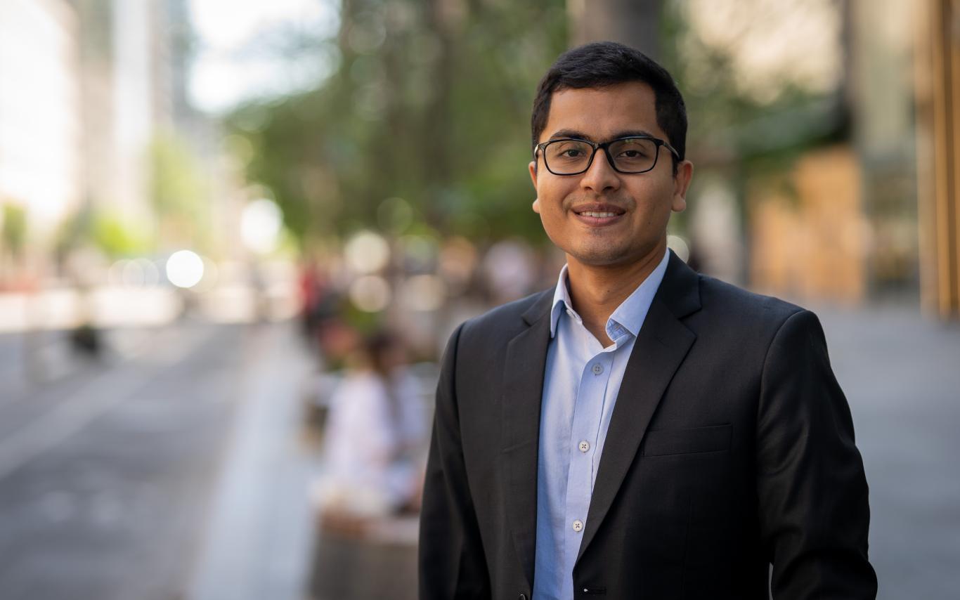 Portrait shot of Sanipan Debnath, a VIU MBA alum