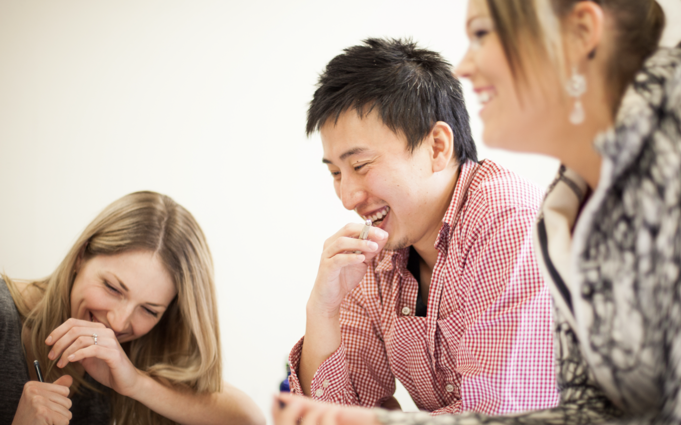 Adult Basic Education studying and laughing